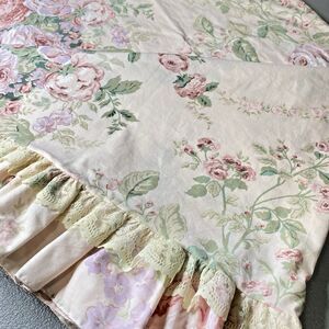 Vintage SPRINGMAID Yardley II Percale Flat Sheet Floral Lace Pink Green Double